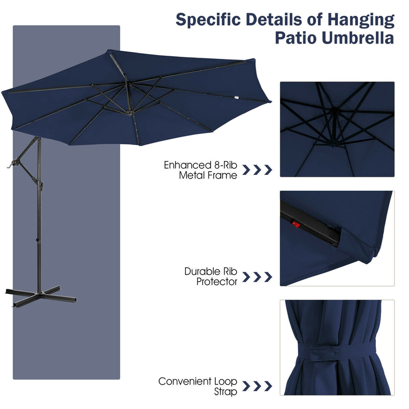 10 Feet Patio Cantilever Umbrella with Tilting System