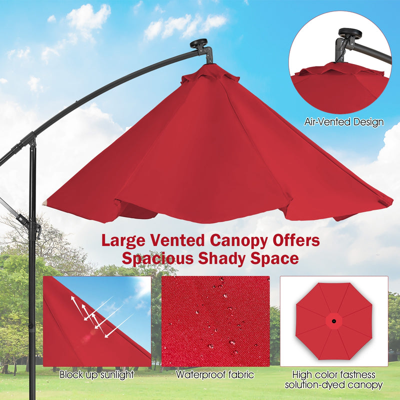 10 Feet Patio Cantilever Umbrella with Tilting System