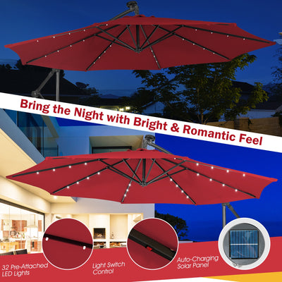 10 Feet Patio Cantilever Umbrella with Tilting System