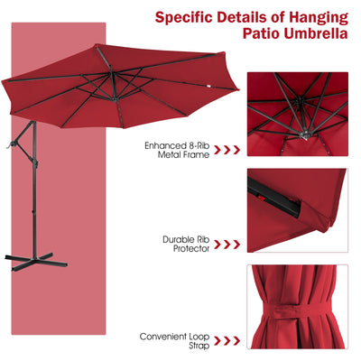 10 Feet Patio Cantilever Umbrella with Tilting System