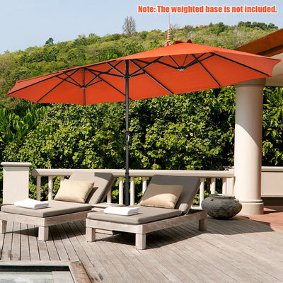 15 Feet Patio Double-Sided Umbrella with Hand-Crank System