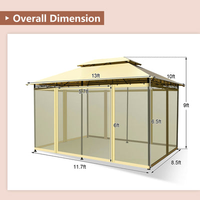 10 Feet x 13 Feet Tent Canopy Shelter with Removable Netting Sidewall