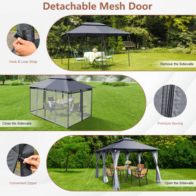 10 Feet x 13 Feet Tent Canopy Shelter with Removable Netting Sidewall