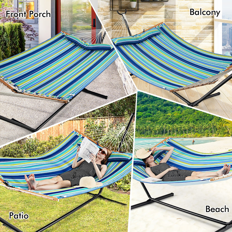 Patio Hammock Foldable Portable Swing Chair Bed with Detachable Pillow