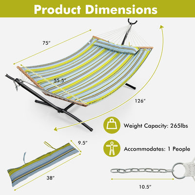 Patio Hammock Foldable Portable Swing Chair Bed with Detachable Pillow