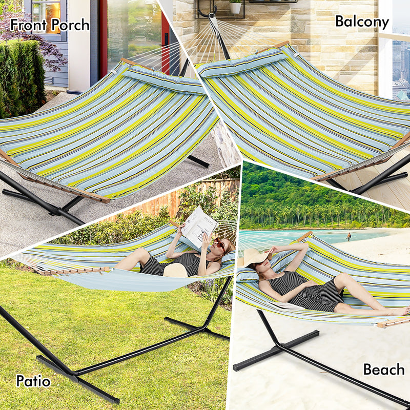 Patio Hammock Foldable Portable Swing Chair Bed with Detachable Pillow