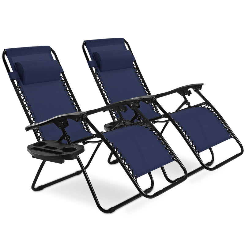 2 Pieces Folding Lounge Chair with Zero Gravity