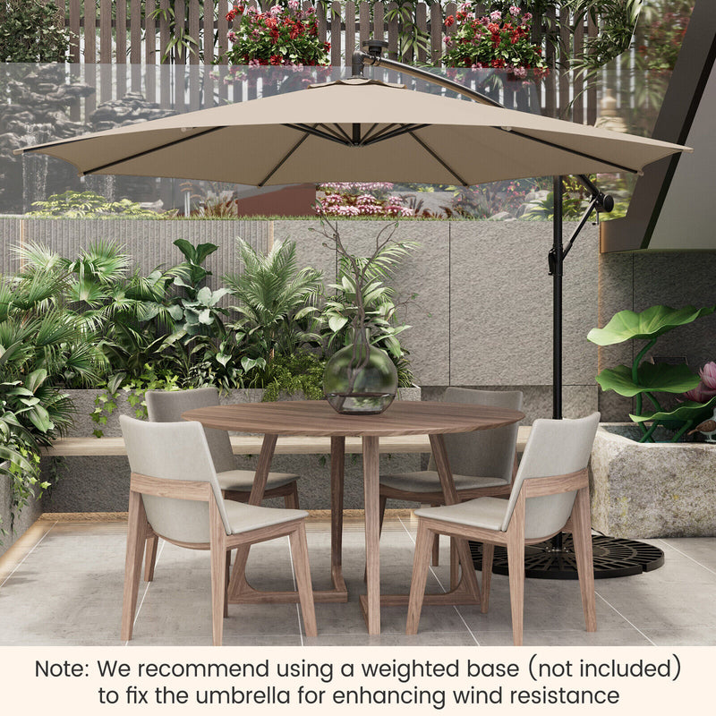 10 Feet Patio Offset Umbrella with 112 Solar-Powered LED Lights