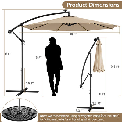 10 Feet Patio Offset Umbrella with 112 Solar-Powered LED Lights