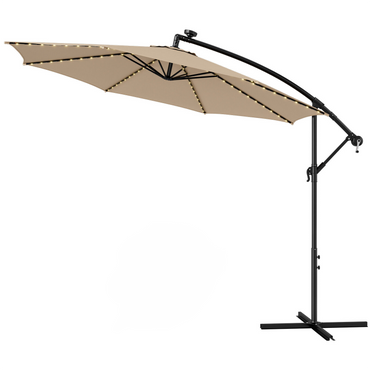 10 Feet Patio Offset Umbrella with 112 Solar-Powered LED Lights