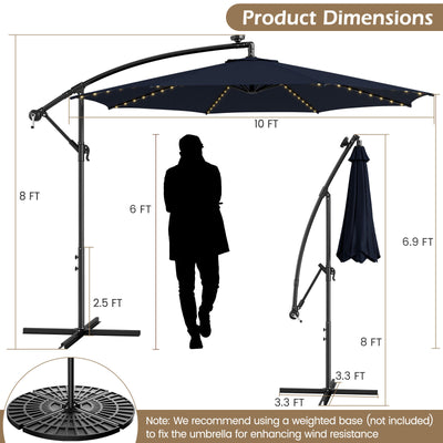 10 Feet Patio Offset Umbrella with 112 Solar-Powered LED Lights