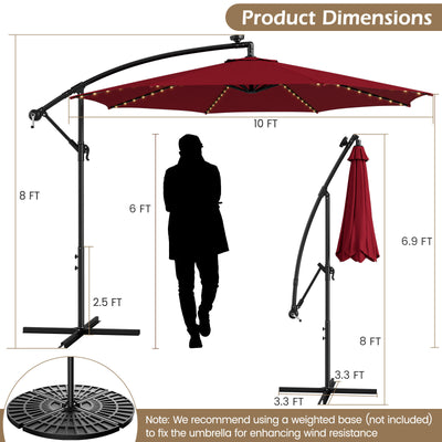 10 Feet Patio Offset Umbrella with 112 Solar-Powered LED Lights