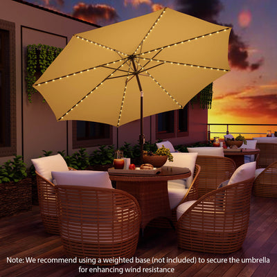 10 Feet Patio Umbrella with 112 Solar Lights and Crank Handle