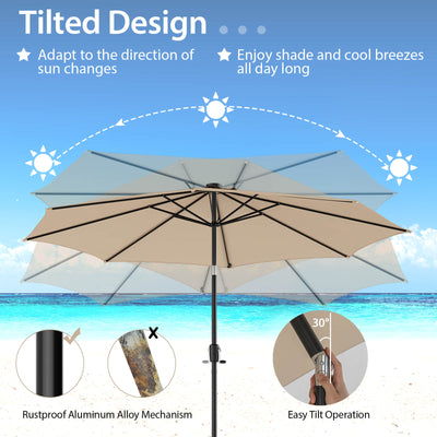 10 Feet Patio Umbrella with 112 Solar Lights and Crank Handle