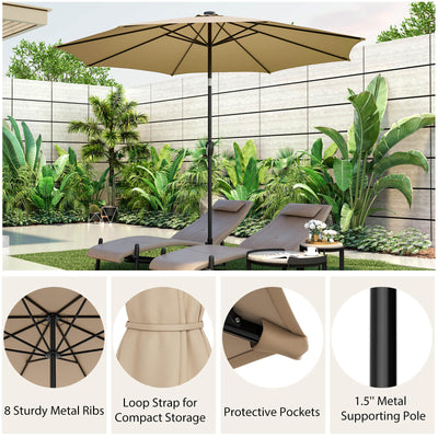 10 Feet Patio Umbrella with 112 Solar Lights and Crank Handle