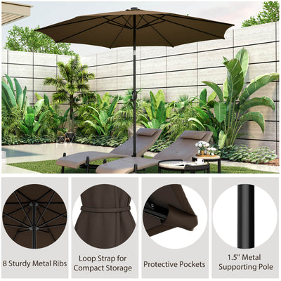 10 Feet Patio Umbrella with 112 Solar Lights and Crank Handle