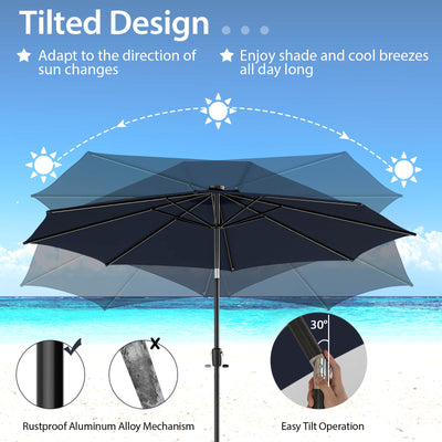 10 Feet Patio Umbrella with 112 Solar Lights and Crank Handle