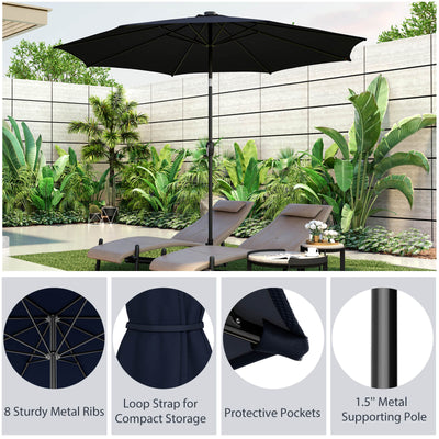 10 Feet Patio Umbrella with 112 Solar Lights and Crank Handle