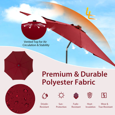 10 Feet Patio Umbrella with 112 Solar Lights and Crank Handle