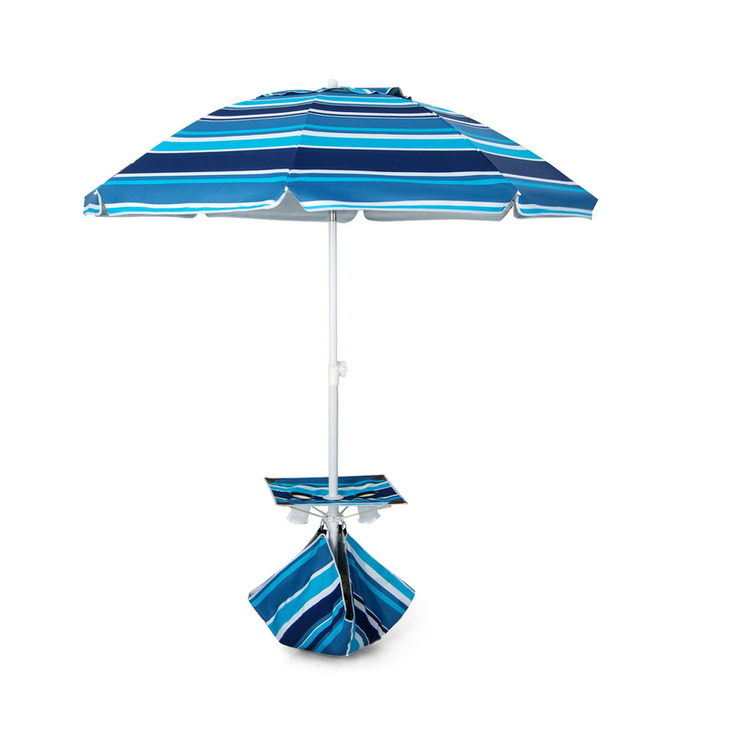 6.5 Feet Patio Beach Umbrella with Cup Holder Table and Sandbag