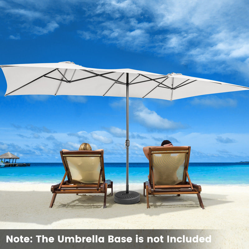 15 Feet Double-Sized Patio Umbrella with Crank Handle and Vented Tops