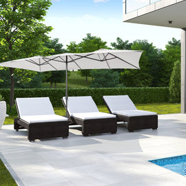 15 Feet Double-Sized Patio Umbrella with Crank Handle and Vented Tops