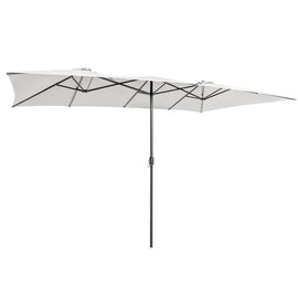 15 Feet Double-Sized Patio Umbrella with Crank Handle and Vented Tops