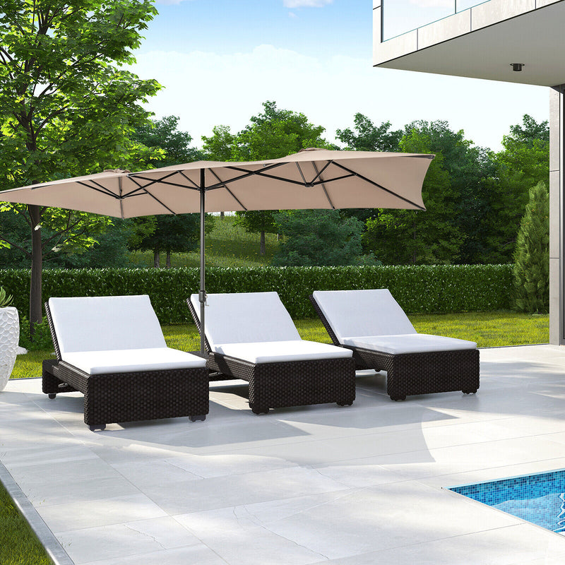 15 Feet Double-Sized Patio Umbrella with Crank Handle and Vented Tops