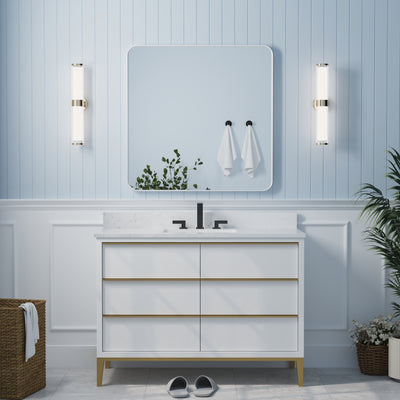 36-in W x 36-in H White Rectangular Framed Bathroom Vanity Mirror