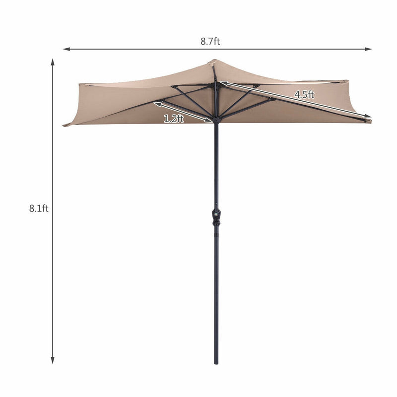 9Ft Patio Bistro Half Round Umbrella