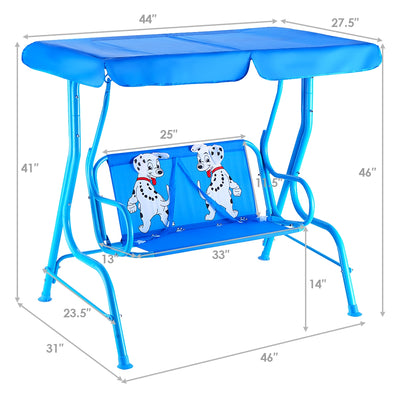 Outdoor Kids Patio Swing Bench with Canopy 2 Seats