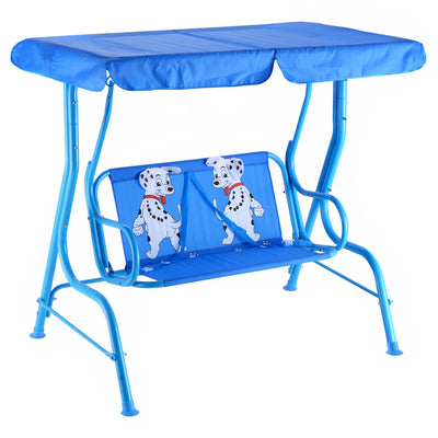 2 Person Children Puppy Bench Patio Swing Chair with Adjustable Canopy