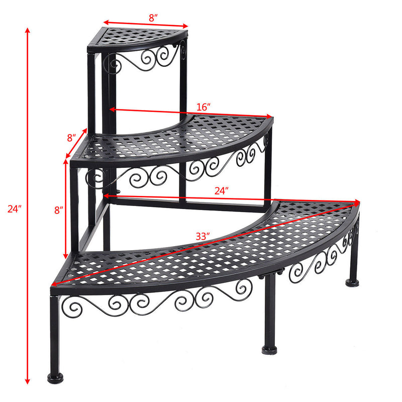 3-Tier Corner Metal Flower Ladder Plant Stand