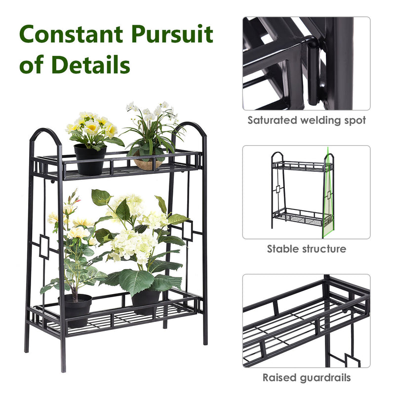 Heavy Duty 2-Tier Metal Flower Plant Stand