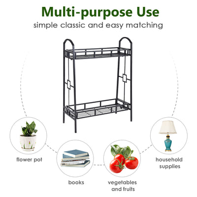 Heavy Duty 2-Tier Metal Flower Plant Stand