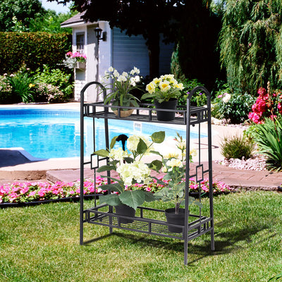 Heavy Duty 2-Tier Metal Flower Plant Stand