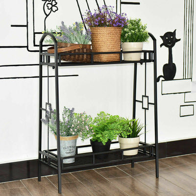 Heavy Duty 2-Tier Metal Flower Plant Stand