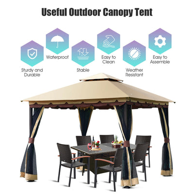 2-Tier 10' x 10' Patio Shelter Awning Steel Gazebo Canopy