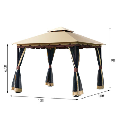 2-Tier 10' x 10' Patio Shelter Awning Steel Gazebo Canopy