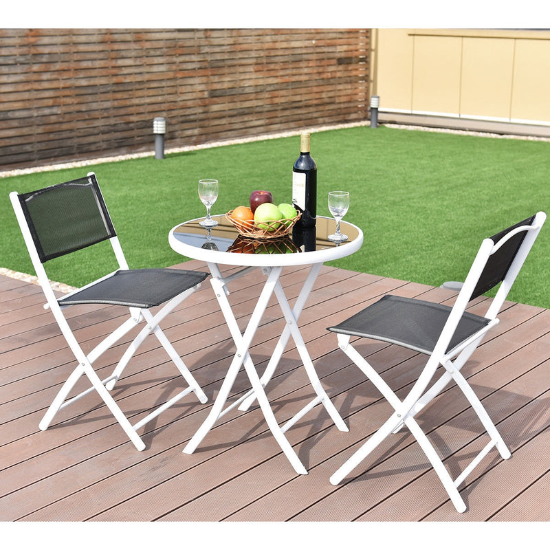 3 Pieces Patio Folding Bistro Set for Balcony or Outdoor Space