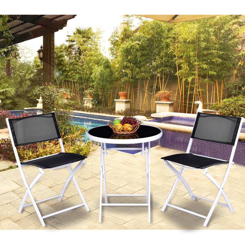 3 Pieces Patio Folding Bistro Set for Balcony or Outdoor Space