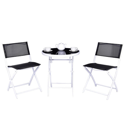 3 Pieces Patio Folding Bistro Set for Balcony or Outdoor Space