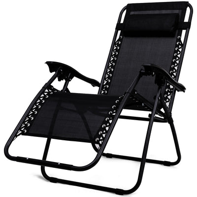 3 Pieces Folding Portable Zero Gravity Reclining Lounge Chairs Table Set