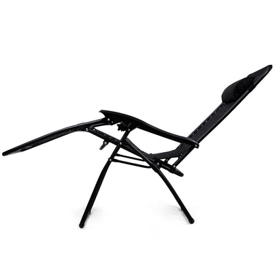 3 Pieces Folding Portable Zero Gravity Reclining Lounge Chairs Table Set