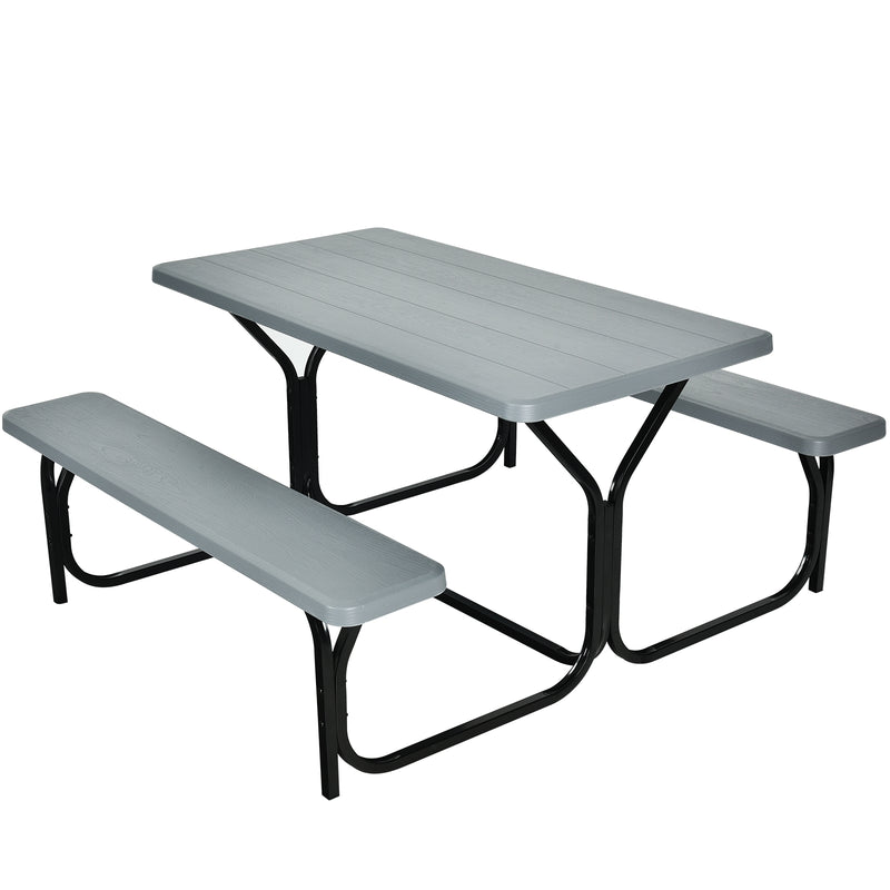 HDPE Outdoor Picnic Table Bench Set with Metal Base