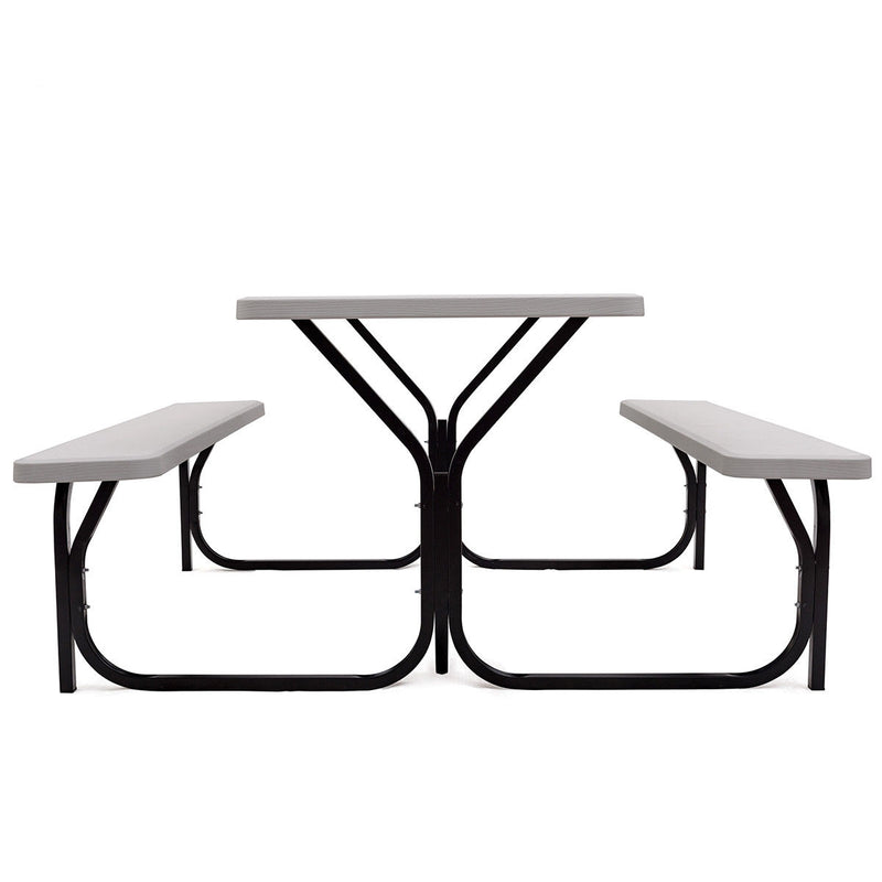 HDPE Outdoor Picnic Table Bench Set with Metal Base