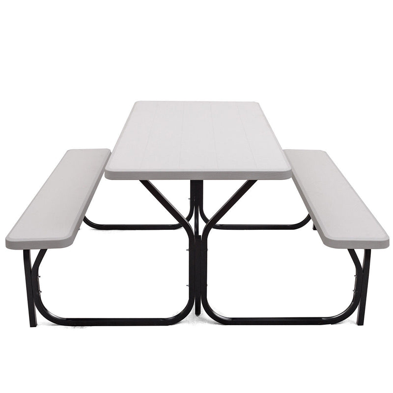 HDPE Outdoor Picnic Table Bench Set with Metal Base