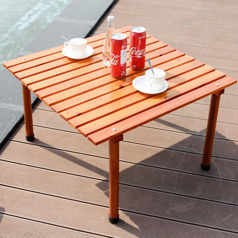 Folding Wooden Camping Roll Up Table with Carrying Bag