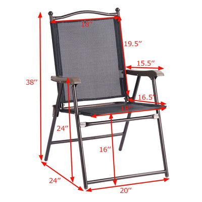 Set of 2 Patio Folding Sling Back Camping Deck Chairs