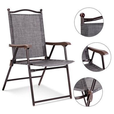 Set of 2 Patio Folding Sling Back Camping Deck Chairs